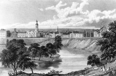 Salford, do Crescente, de "Great Britain Illustrated", gravado por Edward Francis, 1830